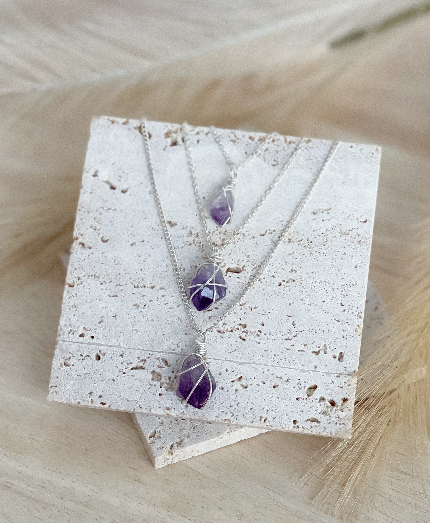 Amethyst Wrapped Crystal Necklace