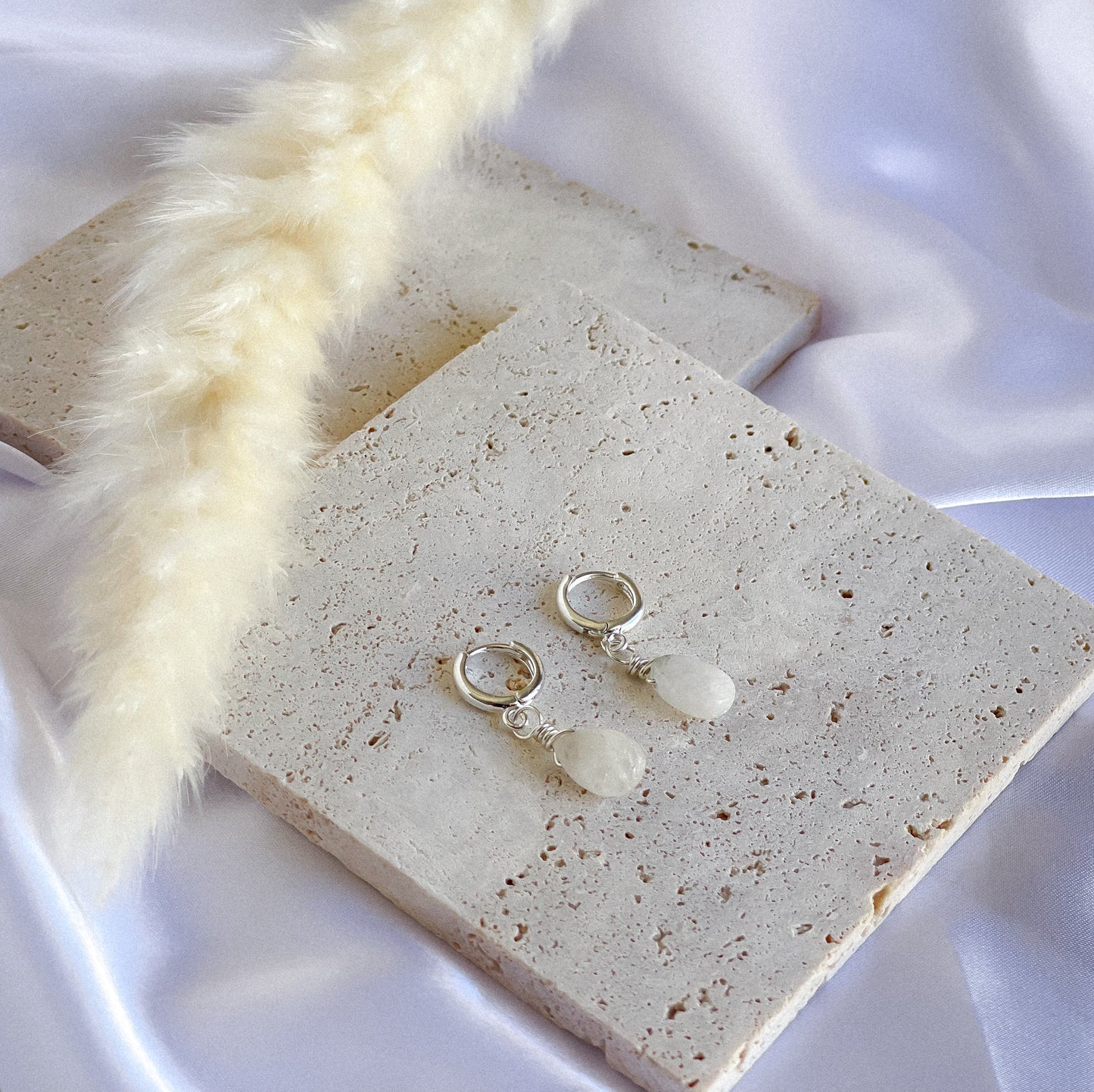 Moonstone Crystal Droplet Huggies