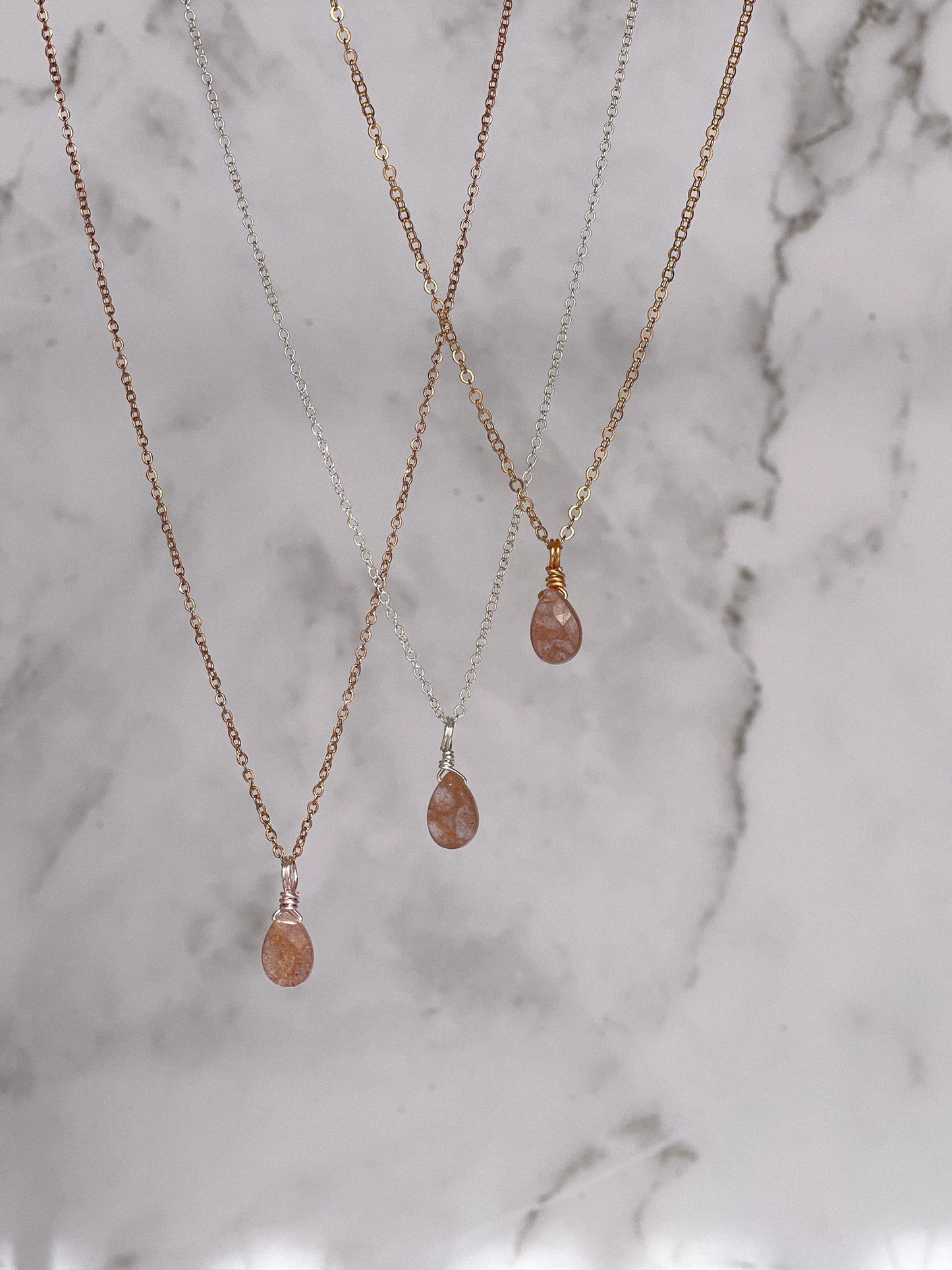 Sunstone Droplet Necklace