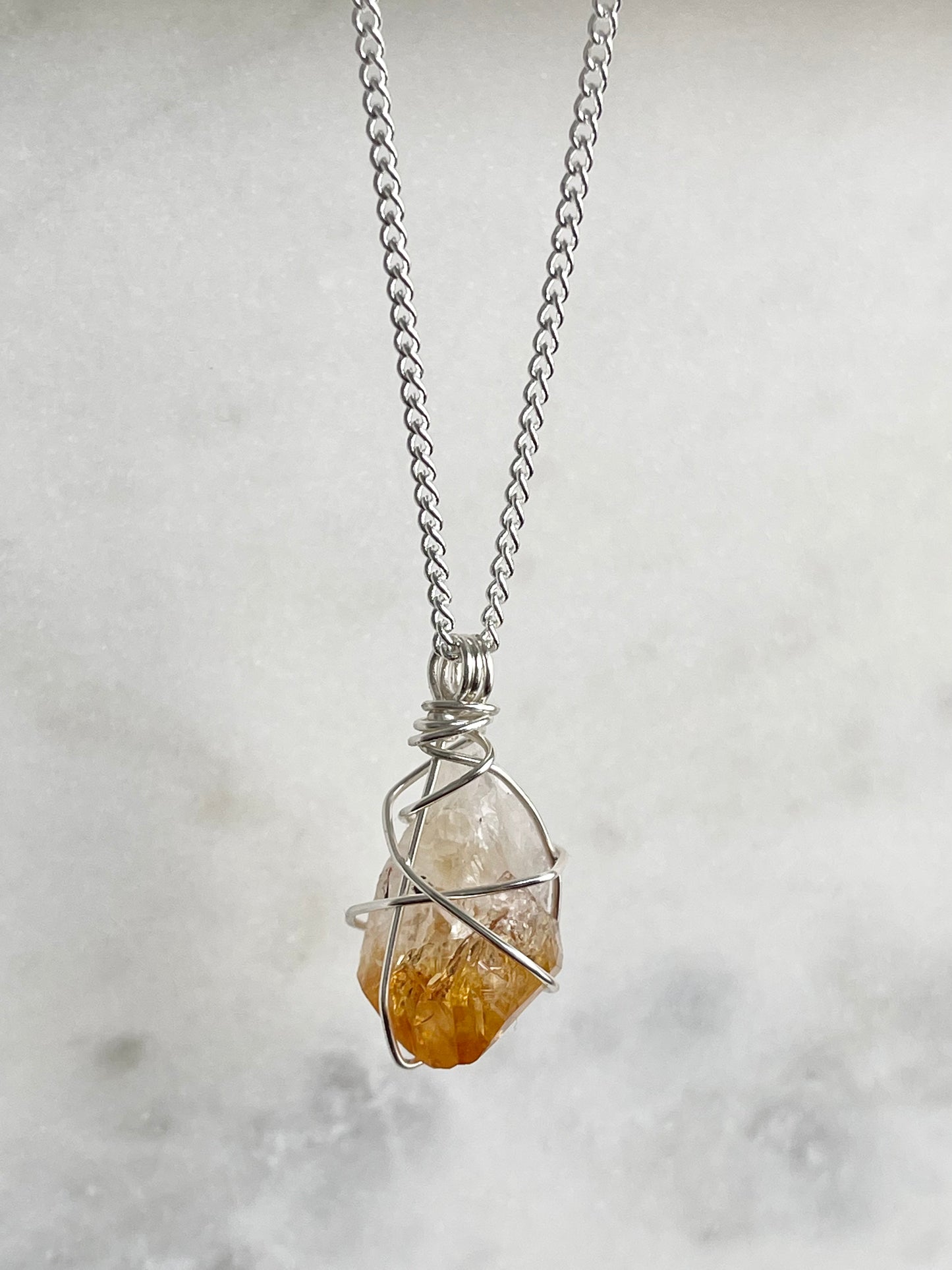 Citrine Crystal Wrapped Necklace
