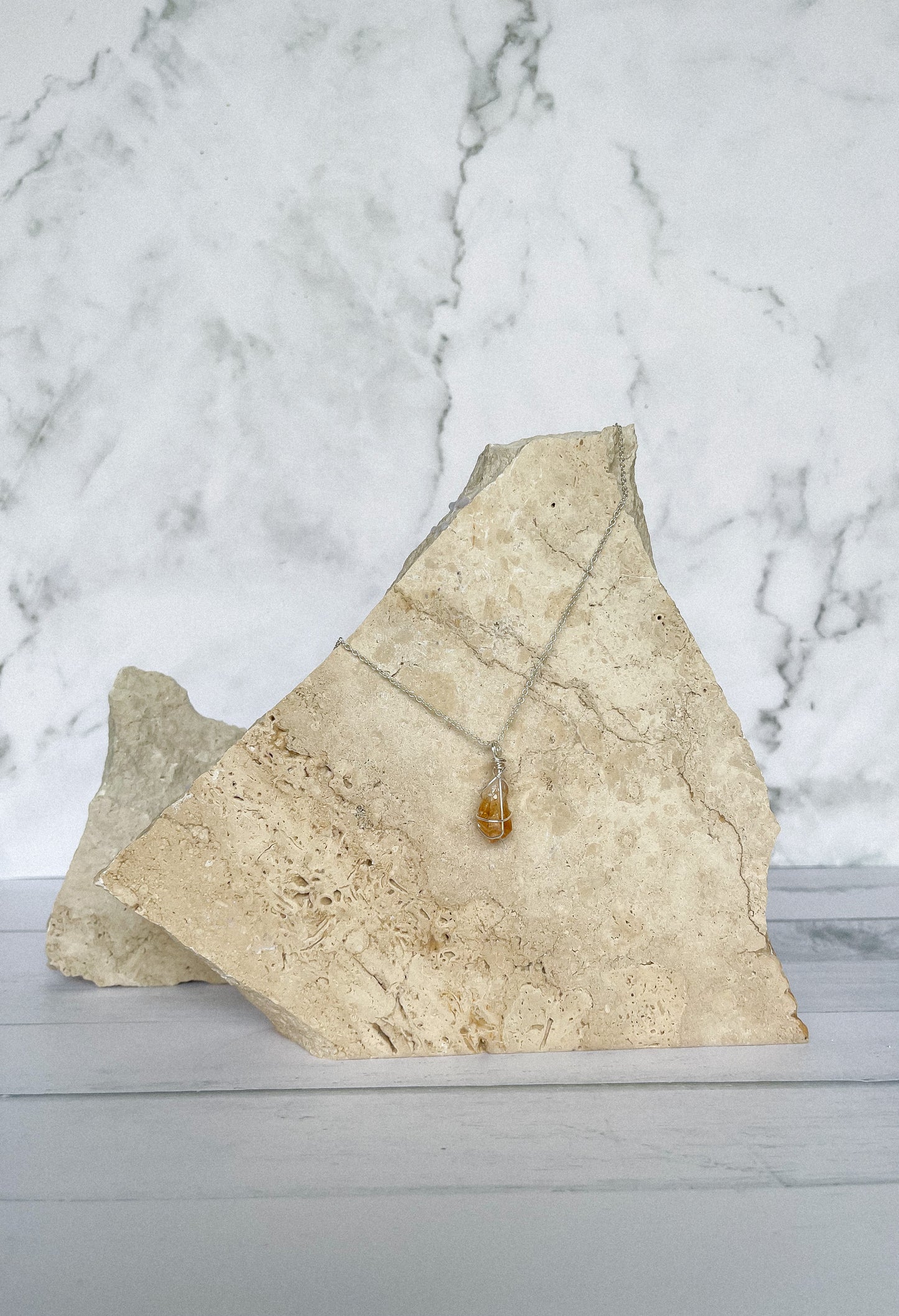 Citrine Crystal Wrapped Necklace