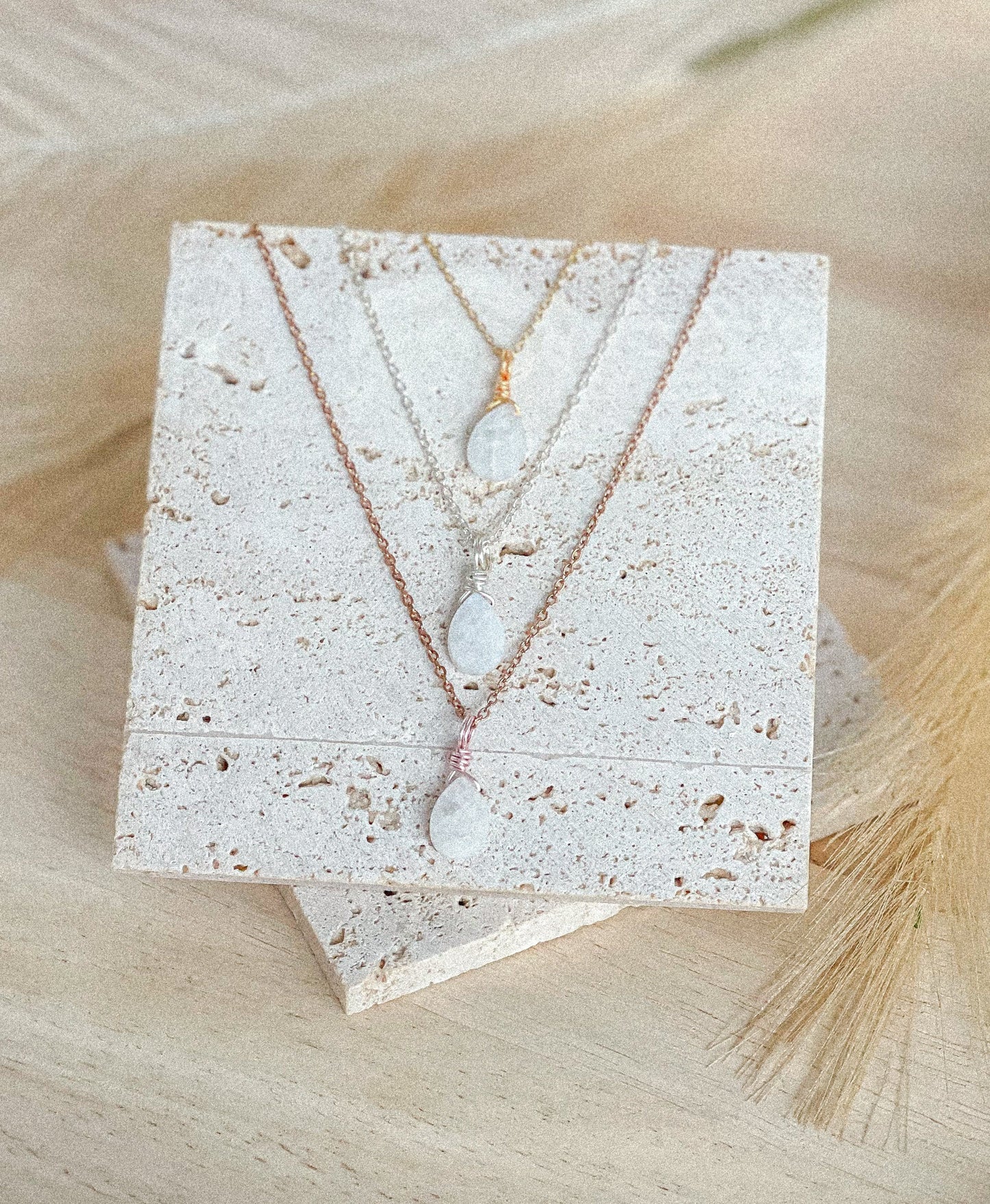 Moonstone Droplet Necklace