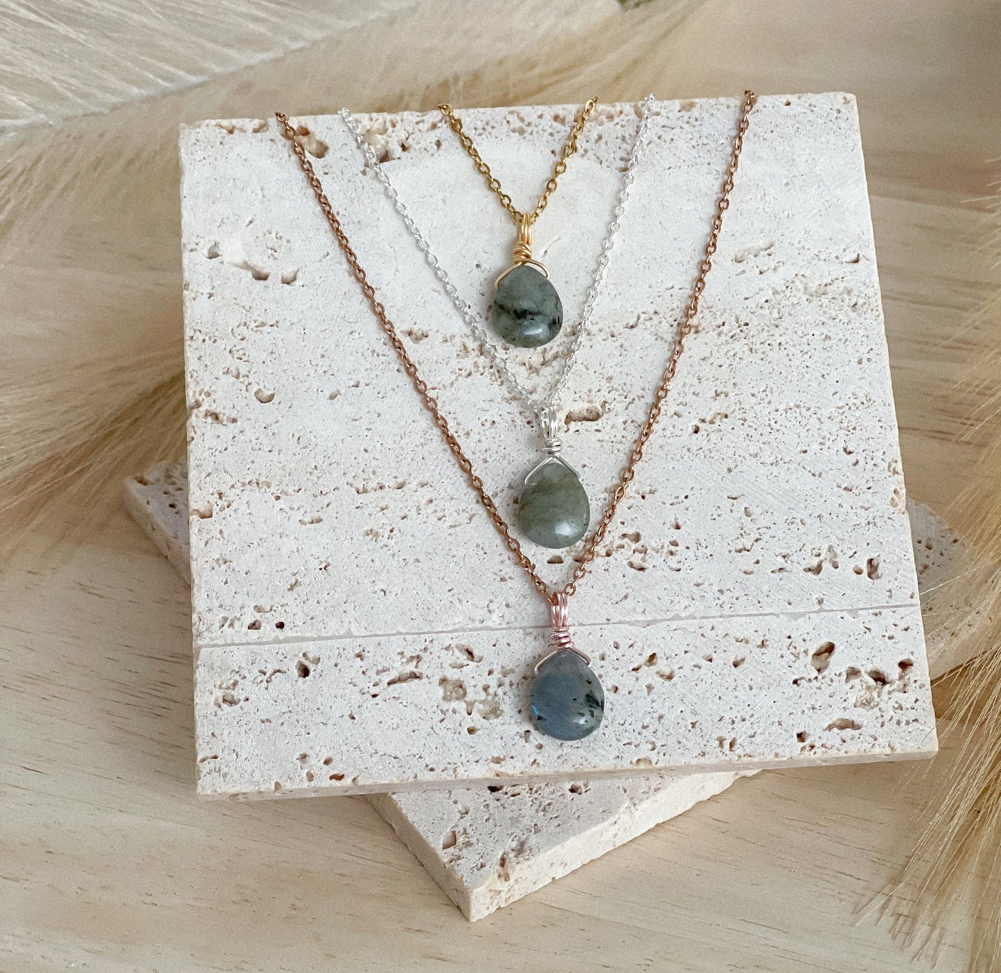 Labradorite Droplet Necklace