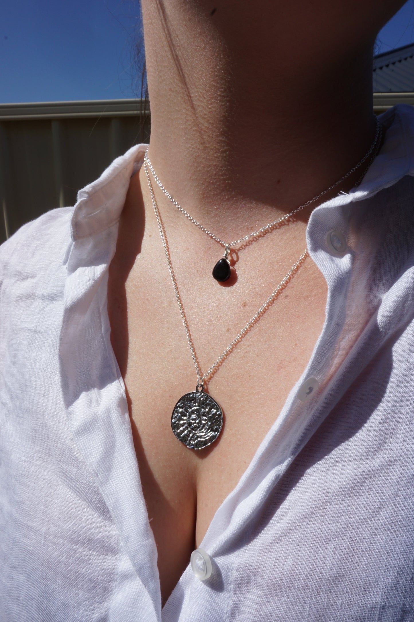 Black Agate Droplet Necklace