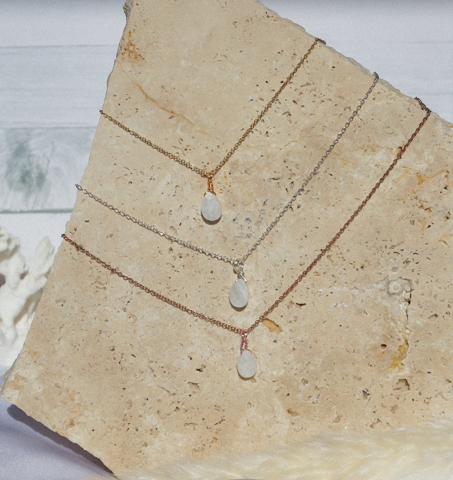Moonstone Droplet Necklace