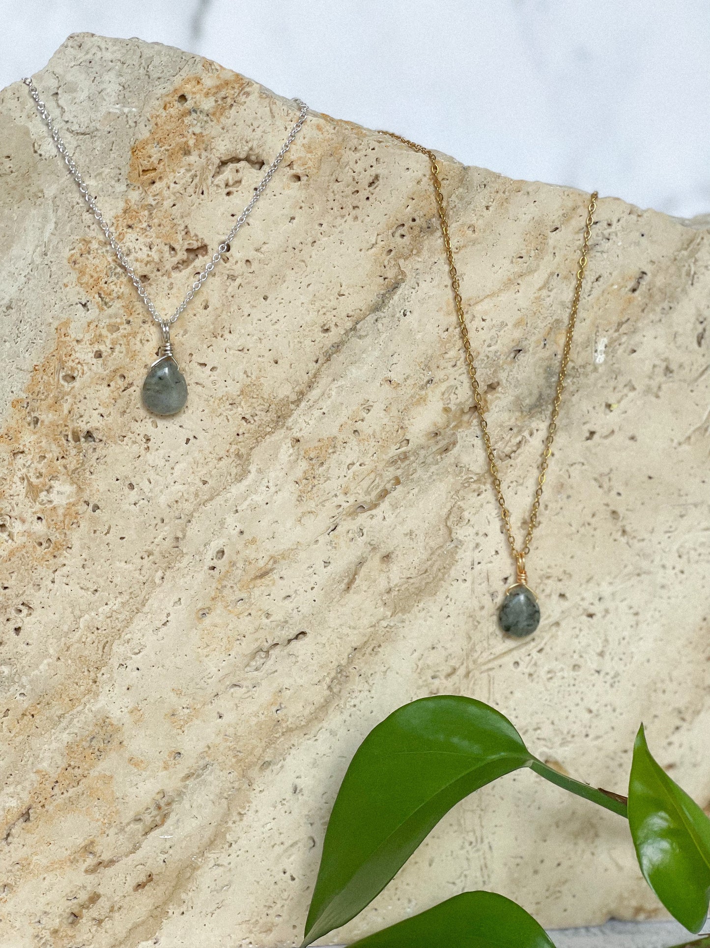 Labradorite Droplet Necklace