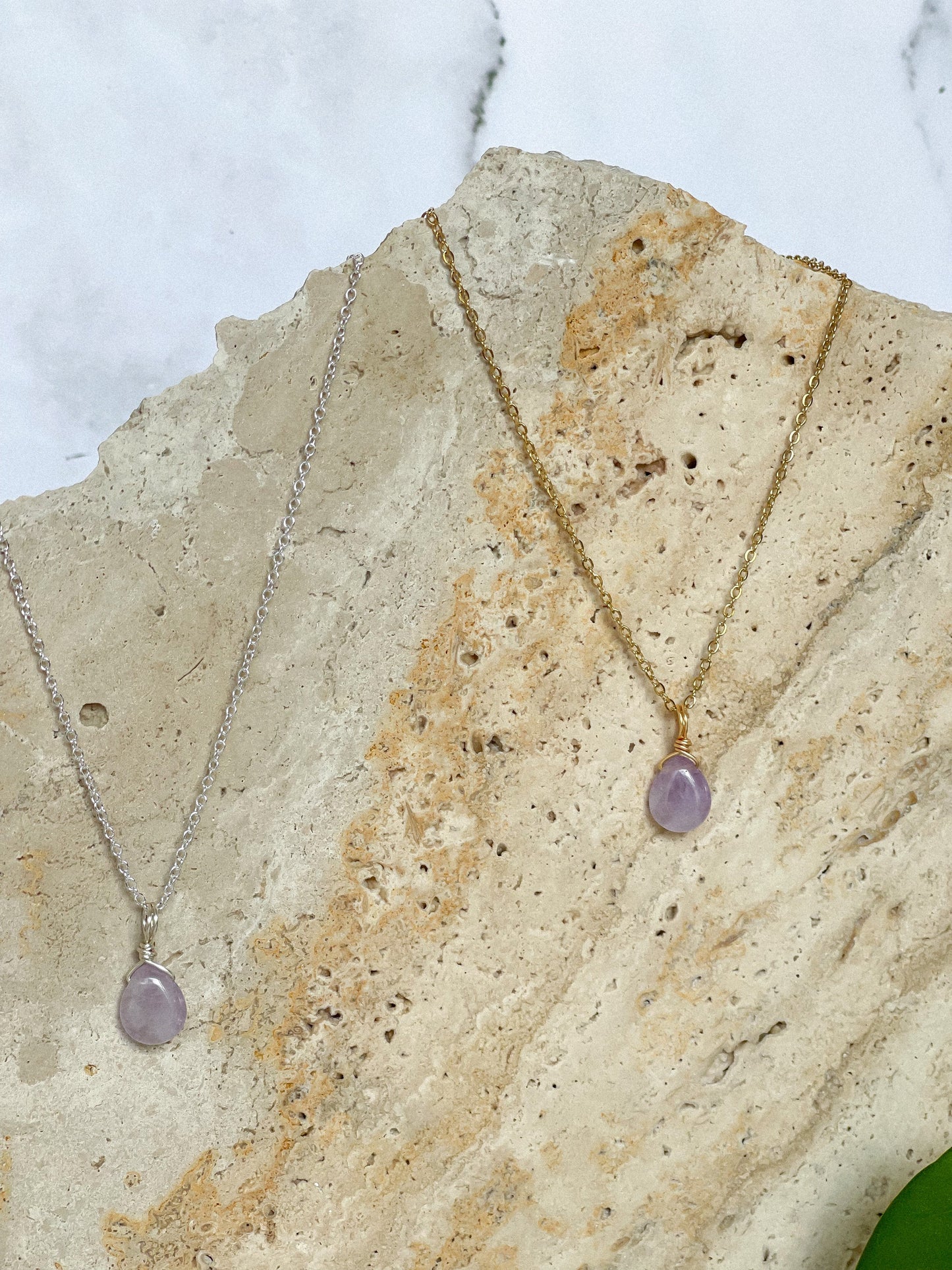 Amethyst Crystal Droplet Necklace