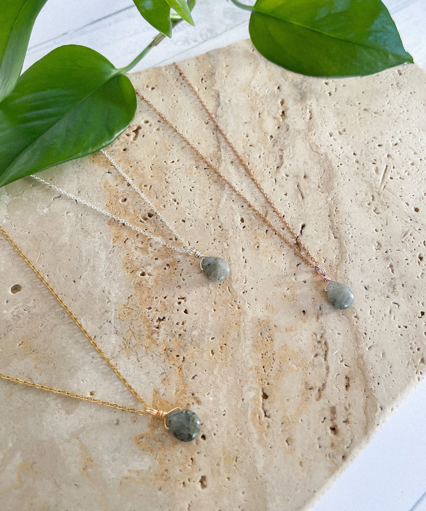 Labradorite Droplet Necklace