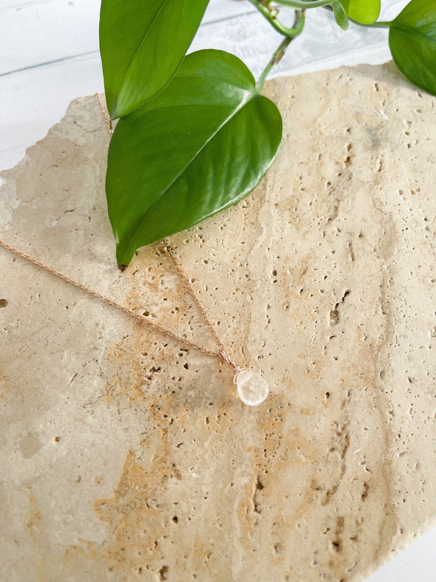 Clear Quartz Droplet Necklace