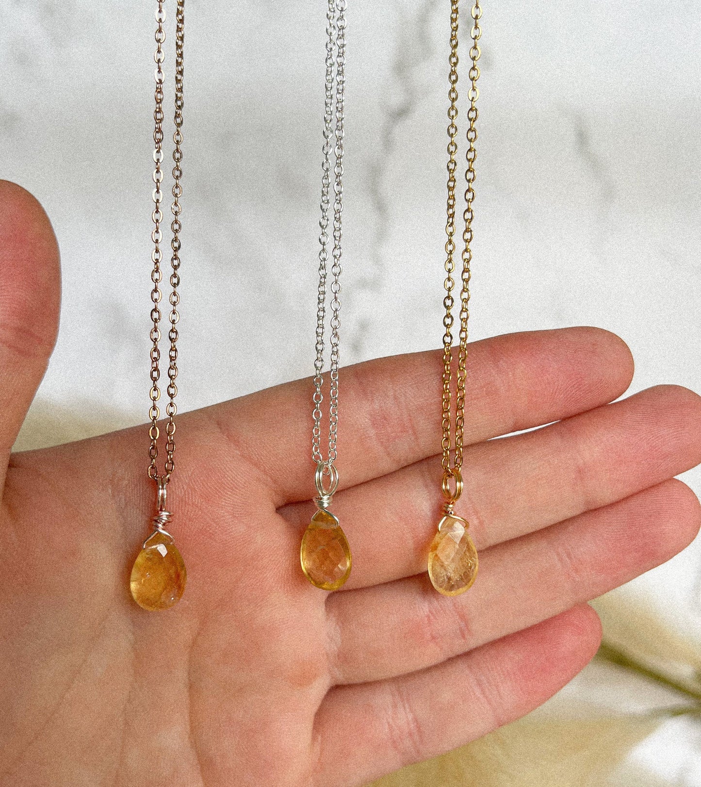 Citrine Droplet Necklace