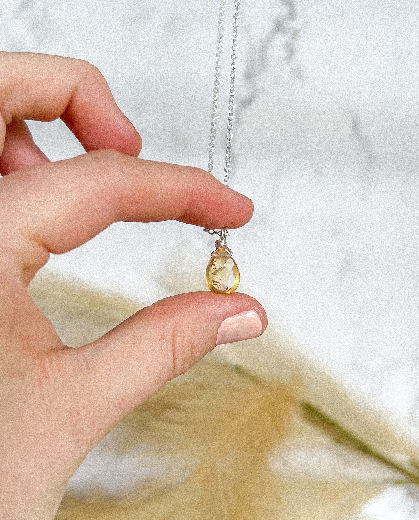 Citrine Droplet Necklace