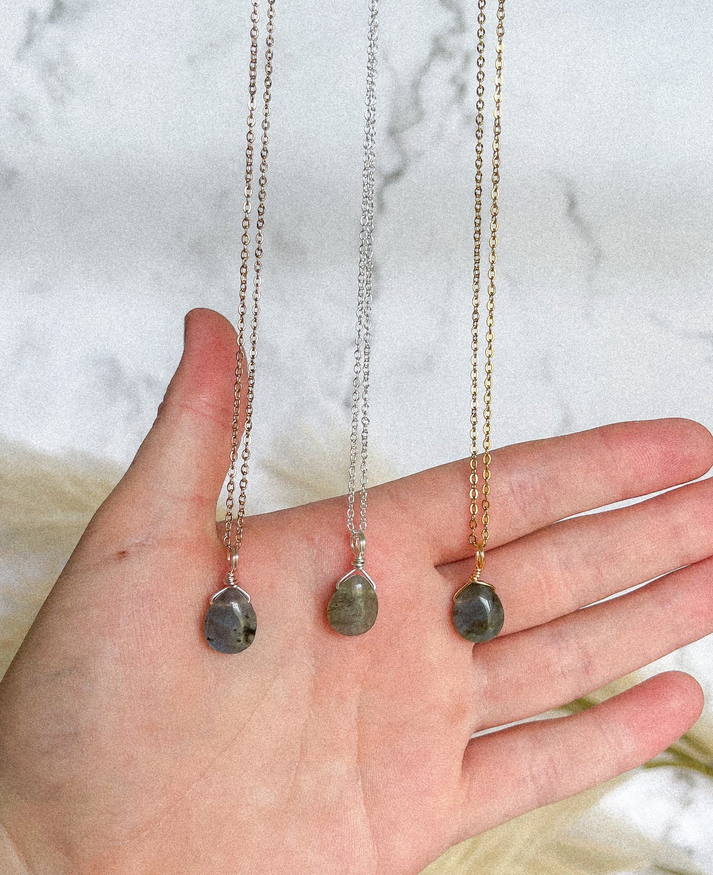 Labradorite Droplet Necklace