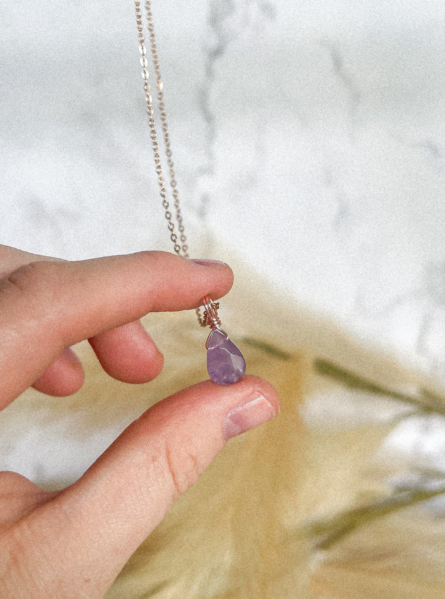 Amethyst Crystal Droplet Necklace