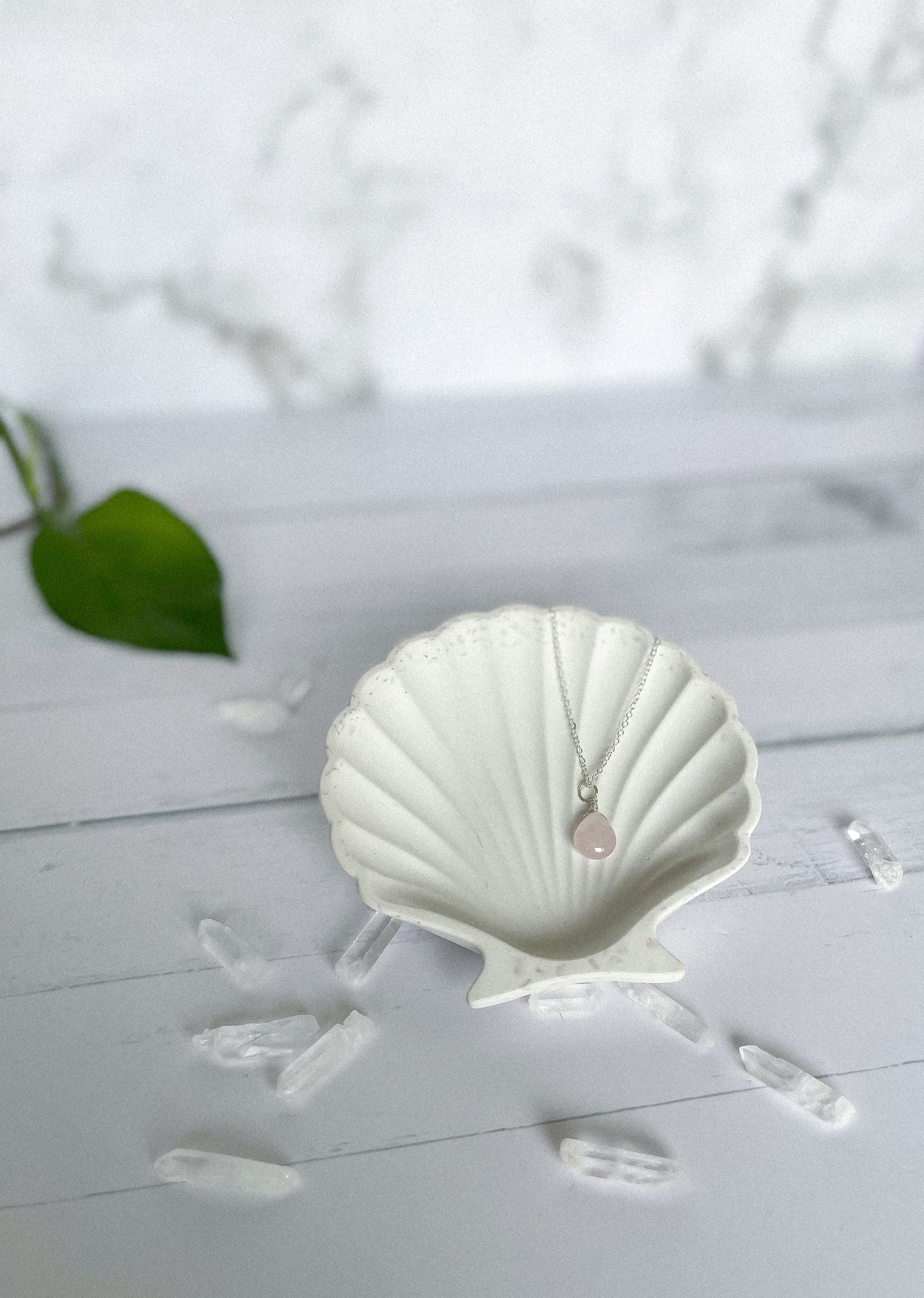 Rose Quartz Droplet Necklace