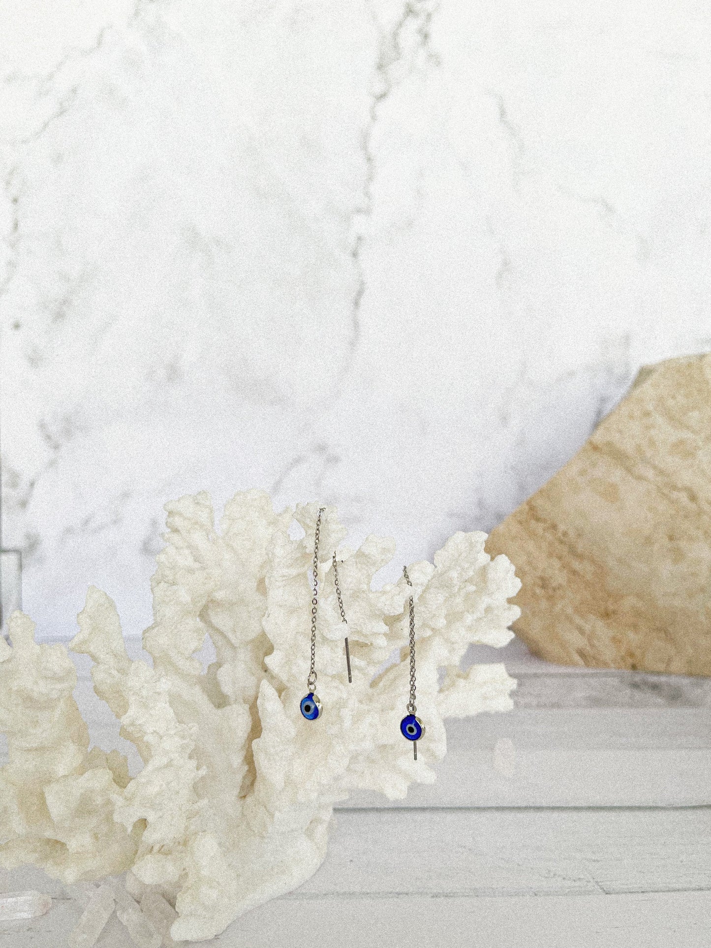 Dainty Evil Eye Thread Earrings