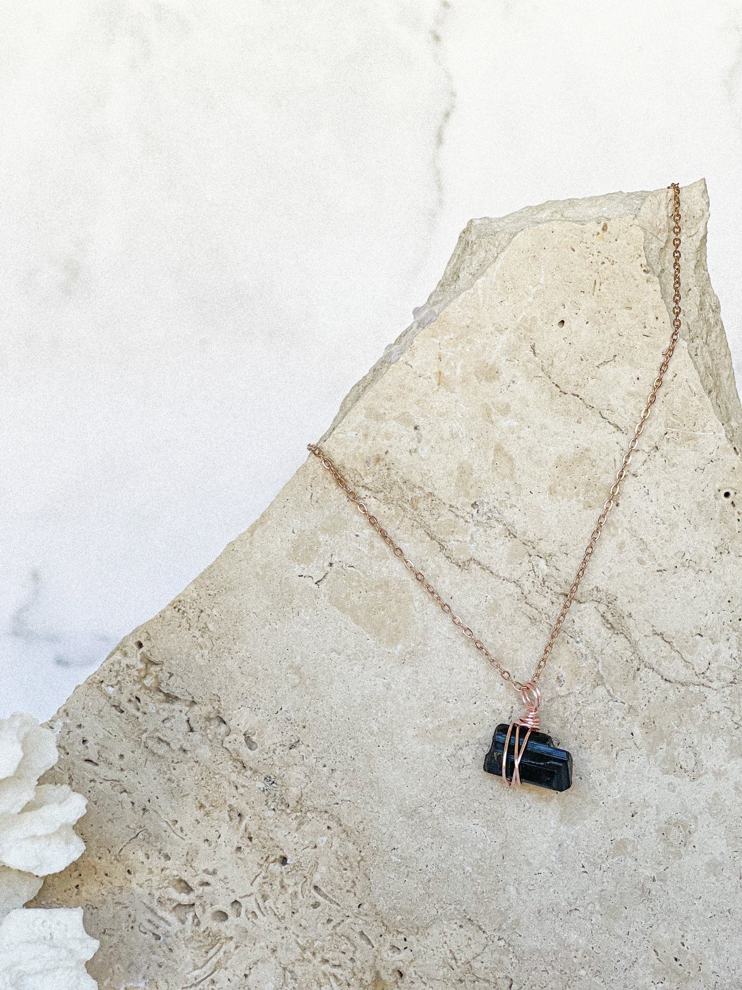 Black Tourmaline Crystal Wrapped Necklace