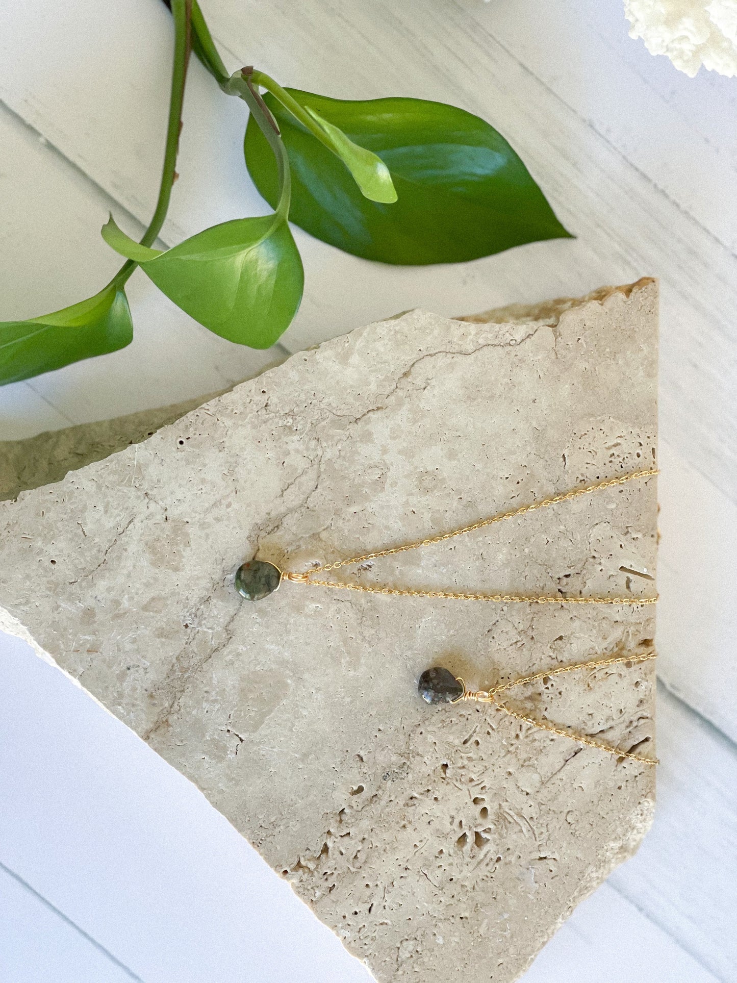 Unakite Droplet Necklace
