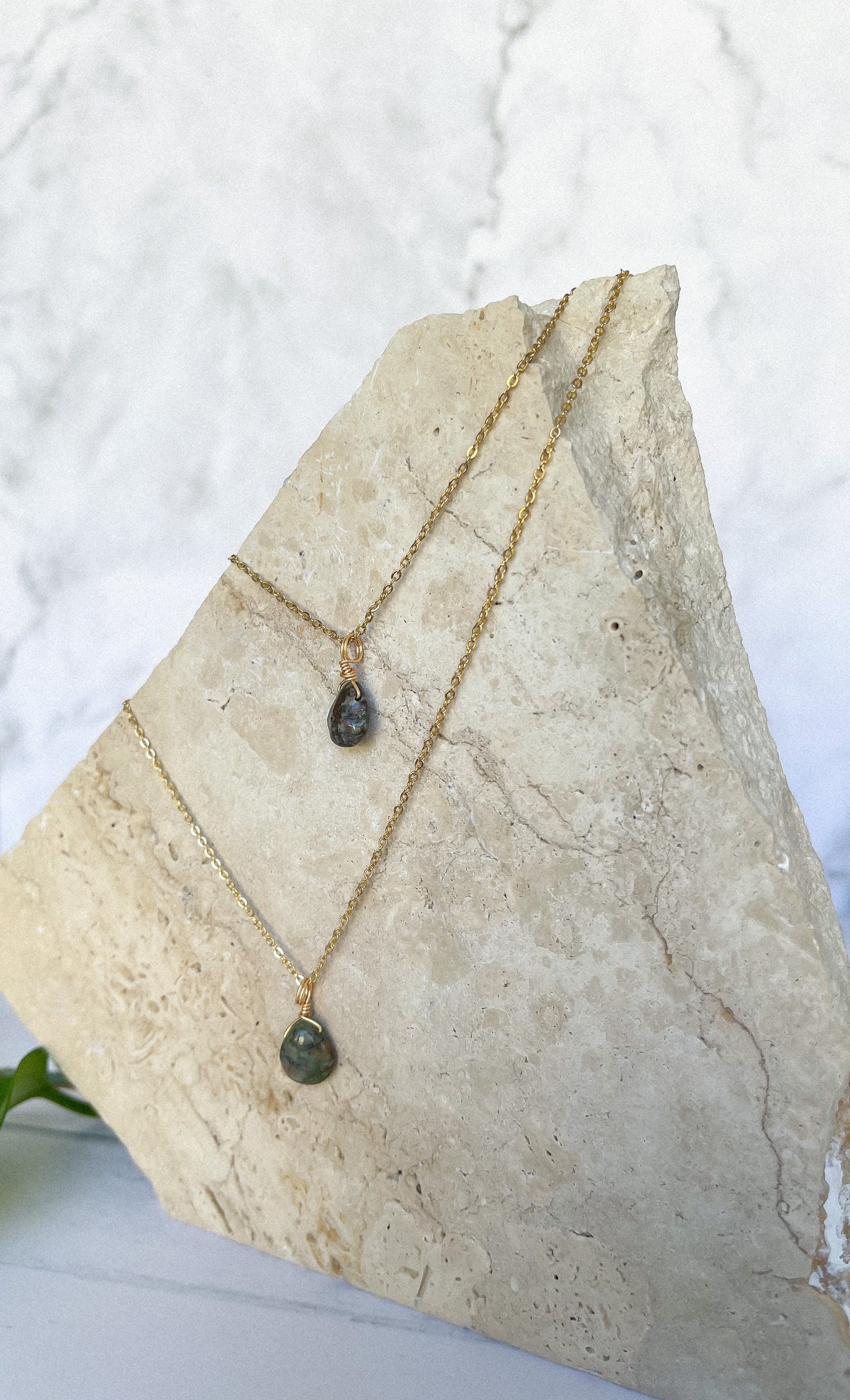 Unakite Droplet Necklace