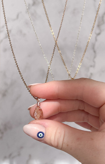 Sunstone Droplet Necklace