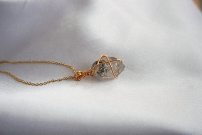 Herkimer Diamond Crystal Wrapped Necklace