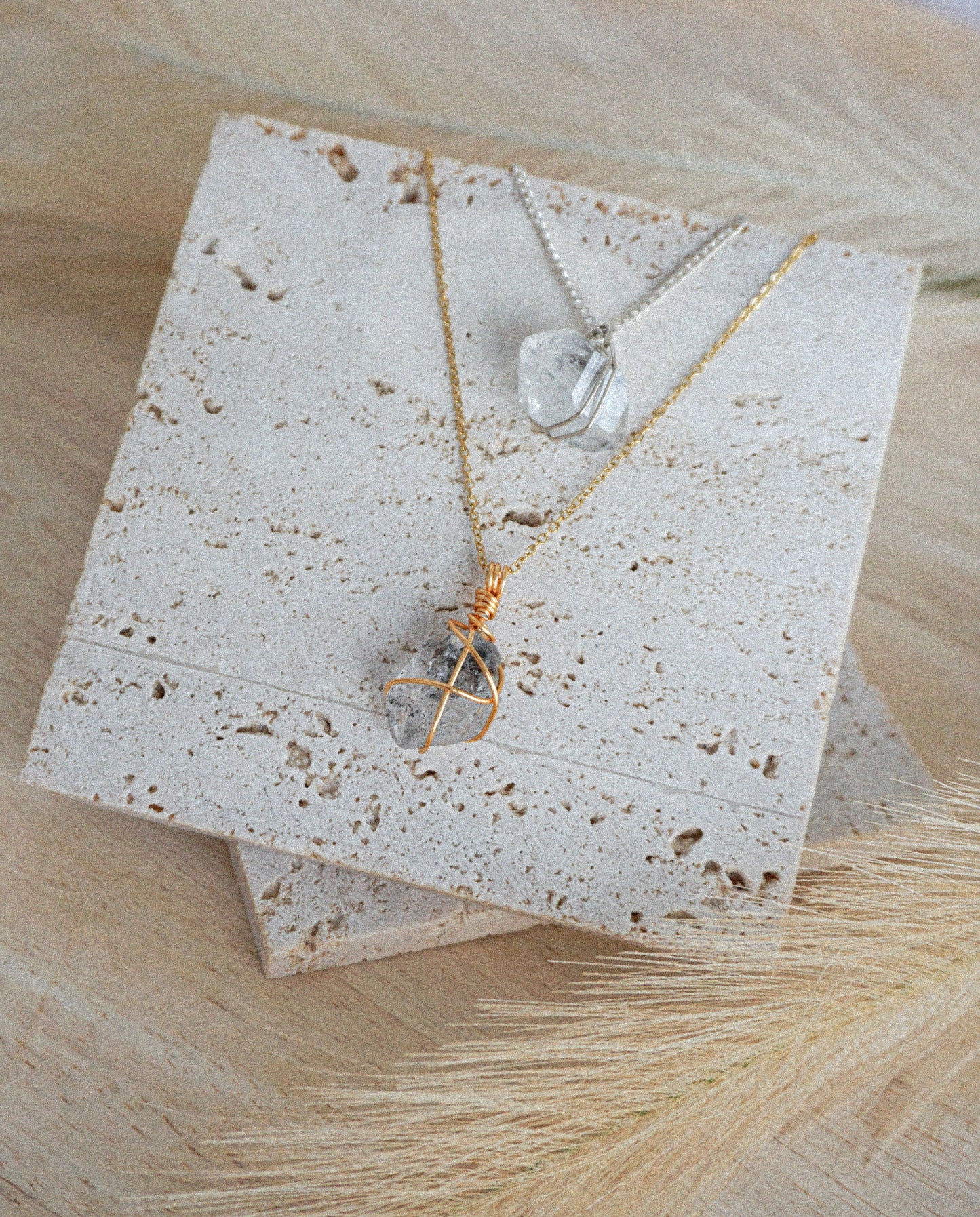 Herkimer Diamond Crystal Wrapped Necklace