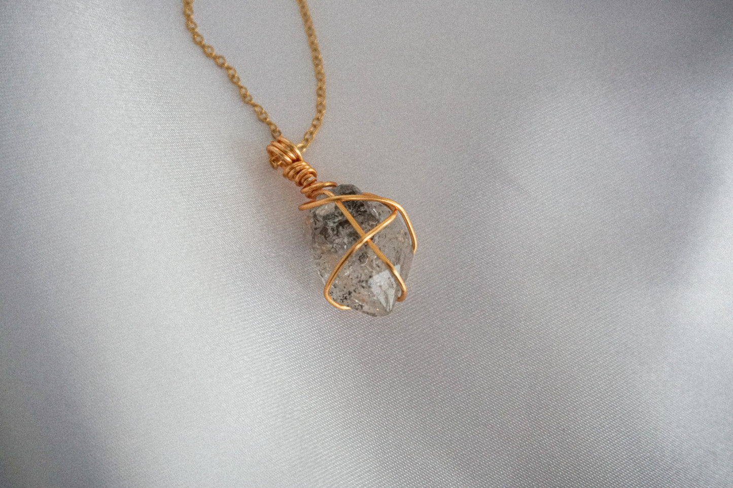 Herkimer Diamond Crystal Wrapped Necklace