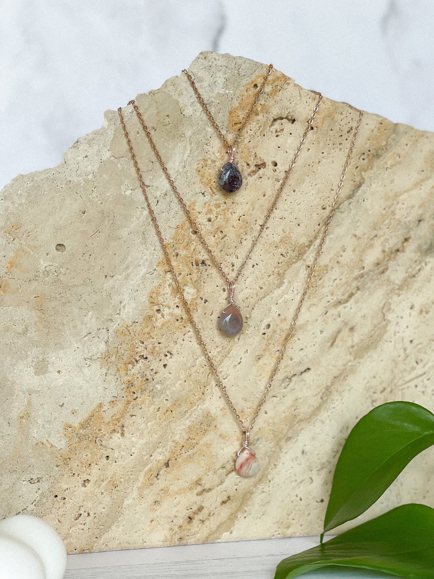 Crazy Agate Droplet Necklace