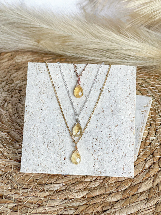 Citrine Droplet Necklace