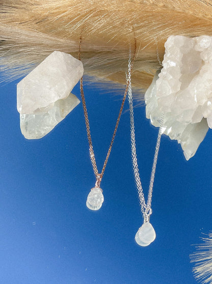 Clear Quartz Droplet Necklace