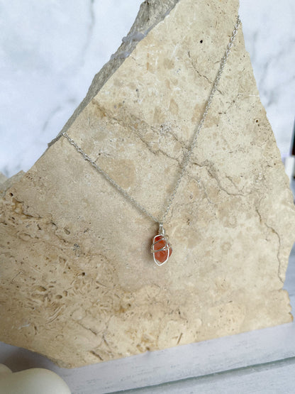 Carnelian Crystal Wrapped Necklace